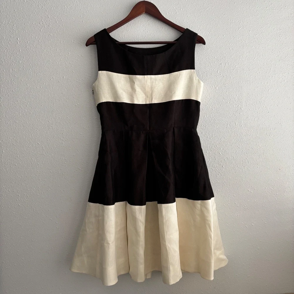 Kate Spade Gayle Black & Ivory Wide Stripe Sleeveless Fit & Flare Dress - Picture 4 of 9